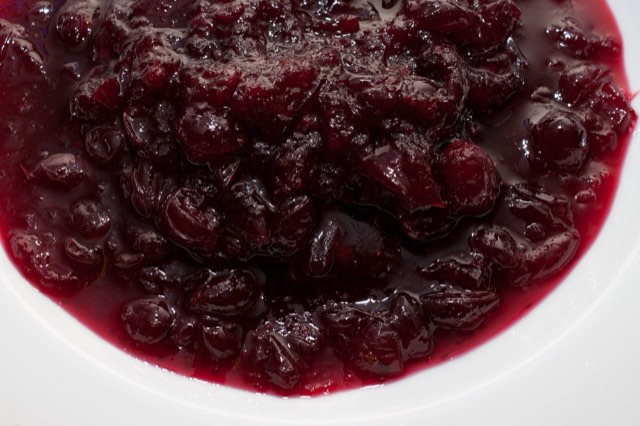 Whole-berry homemade cranberry sauce in a bowl