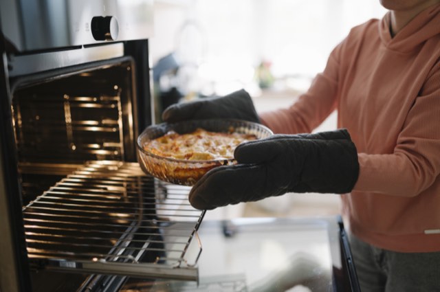 A dish baking in the oven