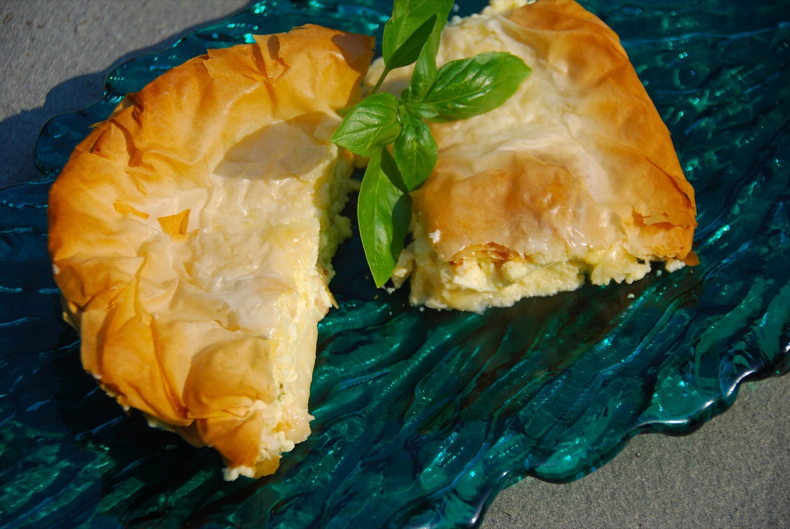 Golden baked fillo cheese triangles